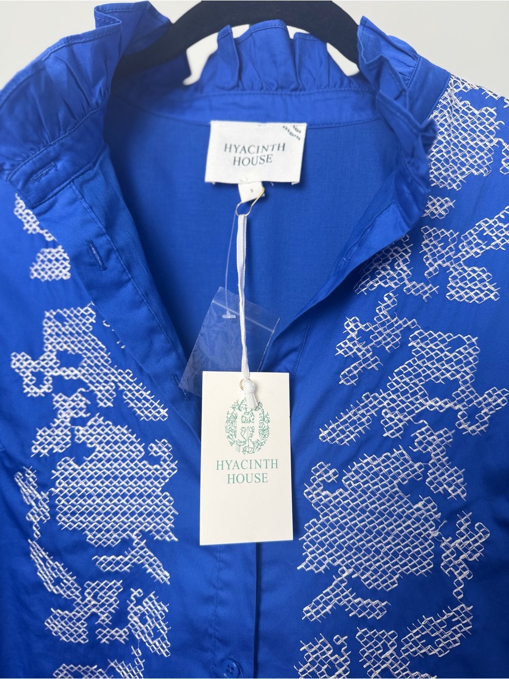 Hyacinth House Royal Blue with White Embroidery Lou Lou Mini Dress - Picture 4 of 12